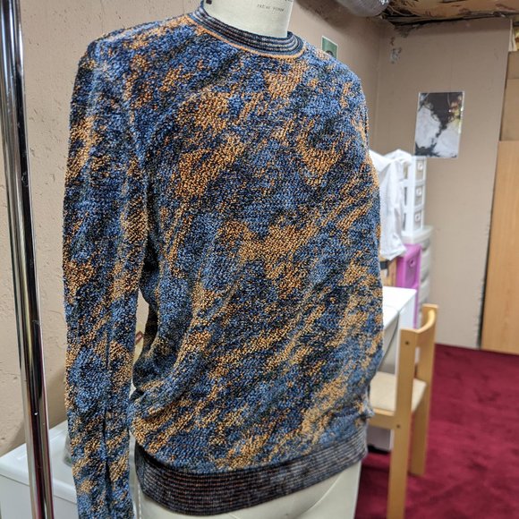 Emporio Armani Sweaters - Emporio Armani Chenille Blue and Gold Sweater